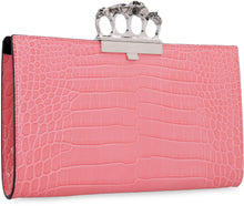 Carica l'immagine nel visualizzatore di Gallery, Croco-print leather clutch