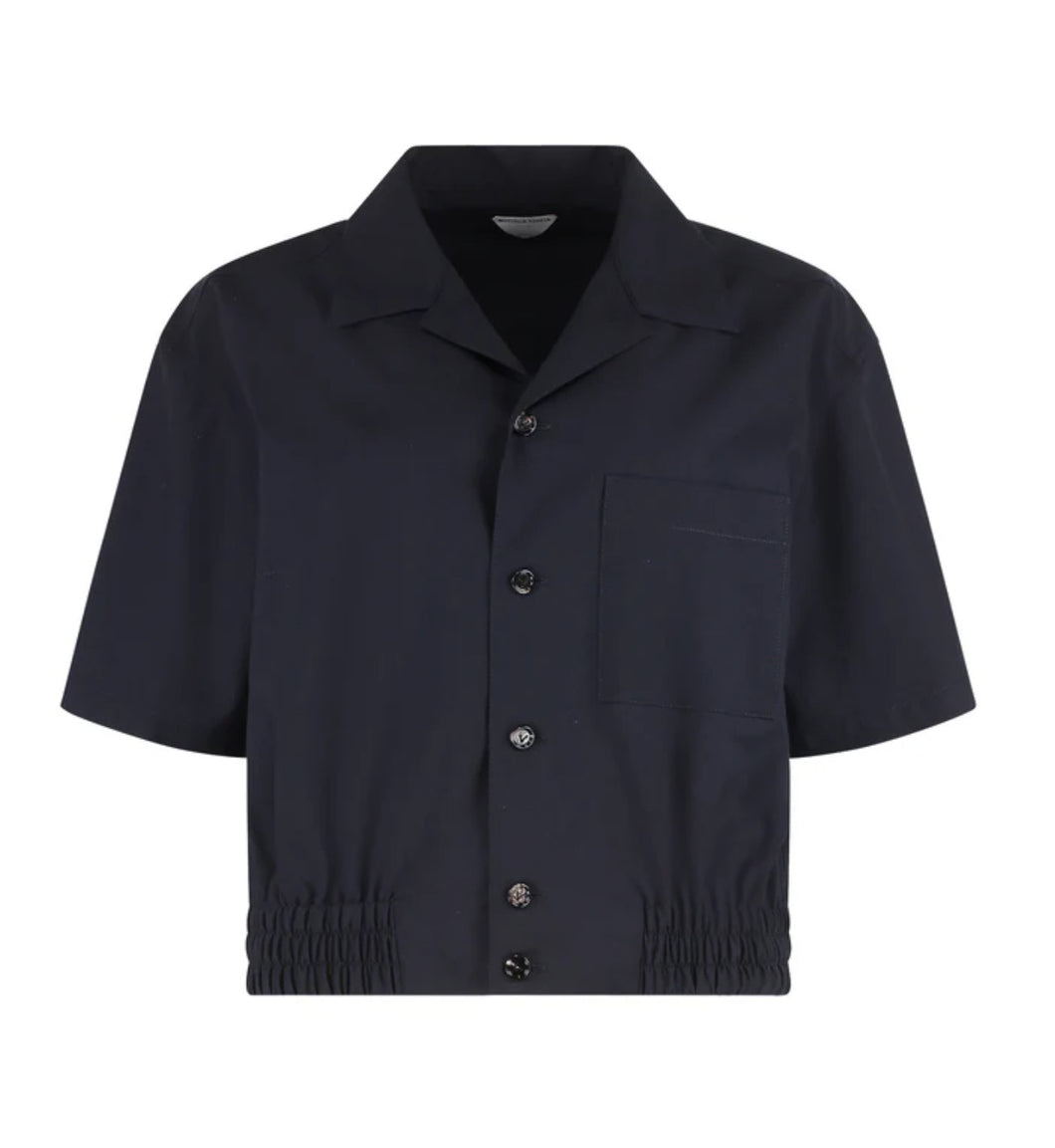 Camicia corta blue scuro elegante con colletto