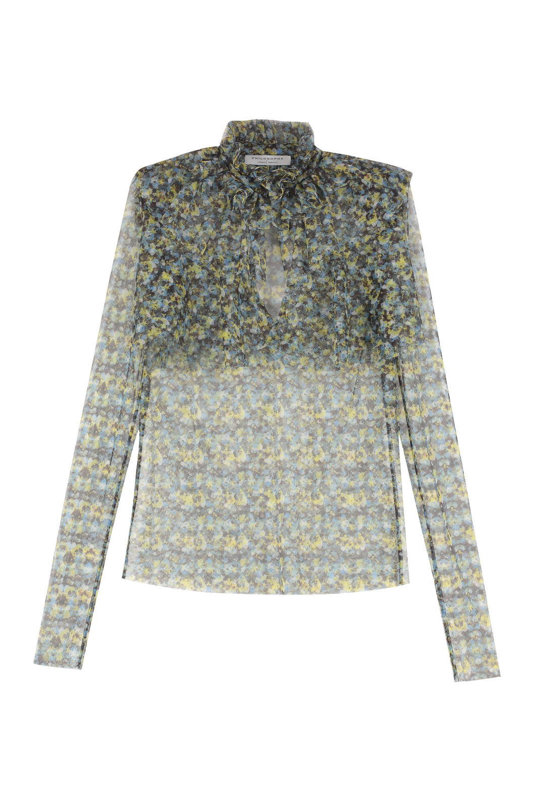 Printed frill blouse