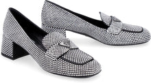 Load image into Gallery viewer, Satin loafers with crystals

