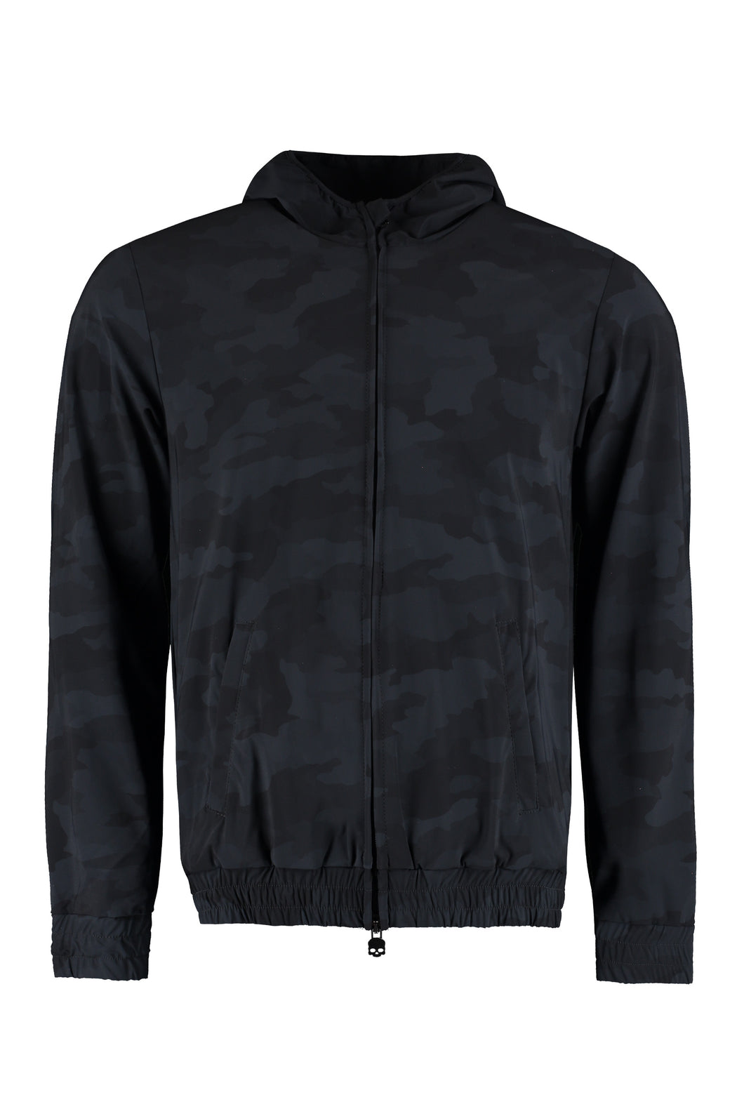 Technical fabric hooded jacket
