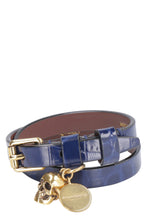 Load image into Gallery viewer, Skull logo plate leather bracelet
