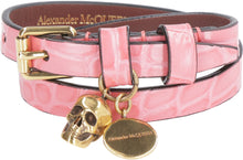 Load image into Gallery viewer, Skull logo plate leather bracelet
