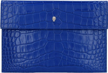 Carica l&#39;immagine nel visualizzatore di Gallery, Skull croco-print leather flat pouch
