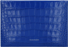 Carica l&#39;immagine nel visualizzatore di Gallery, Skull croco-print leather flat pouch

