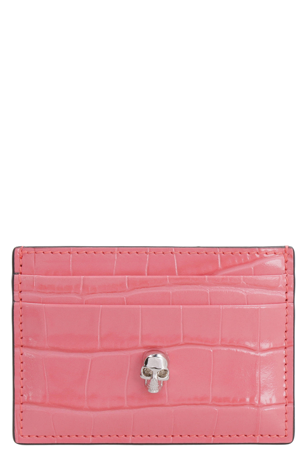 Logo detail leather card holder