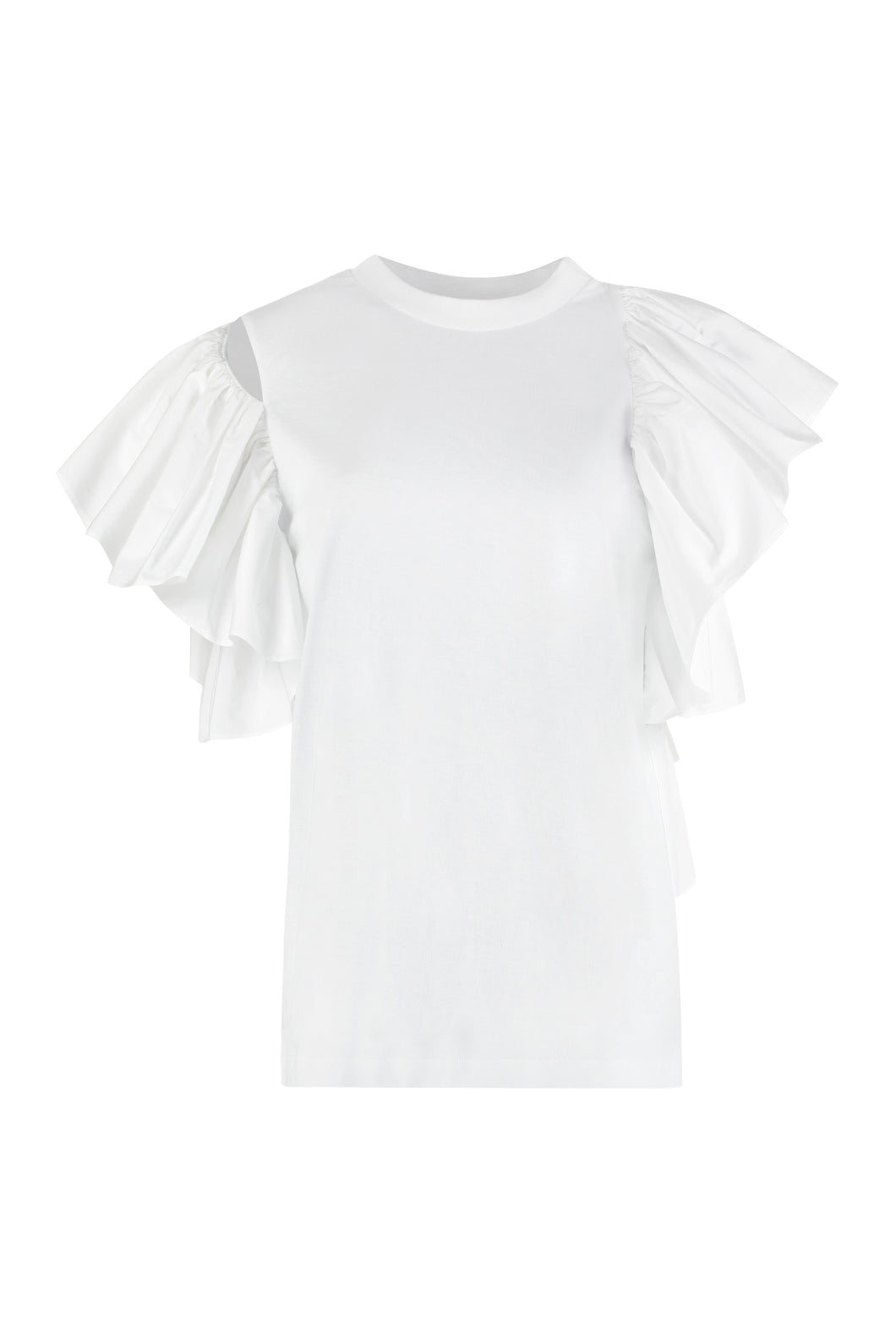 Ruffled cotton t-shirt
