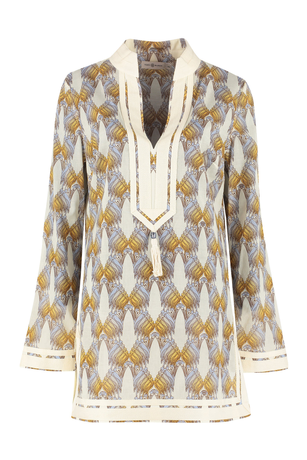 Tory printed cotton tunic-top