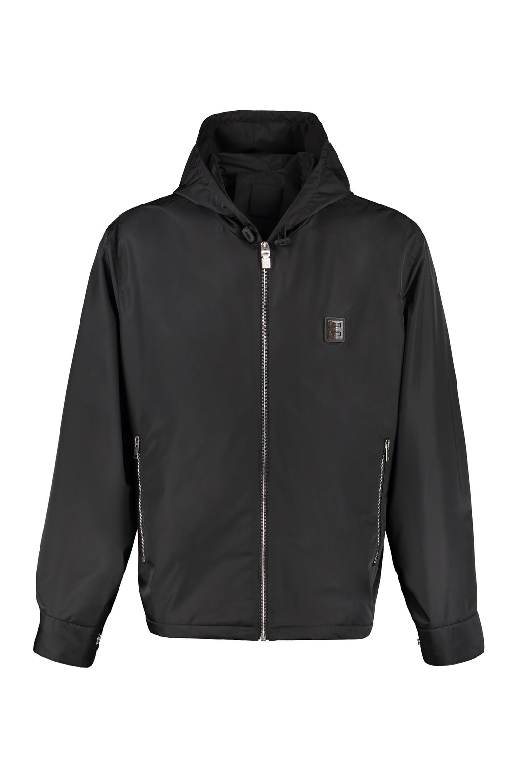 Technical fabric hooded jacket