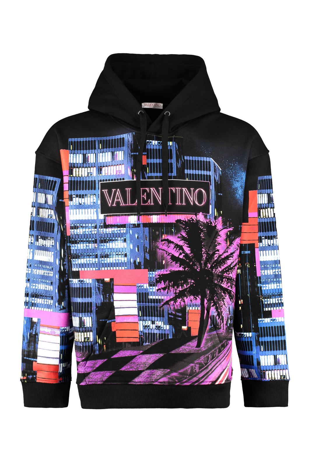 Printed cotton hoodie