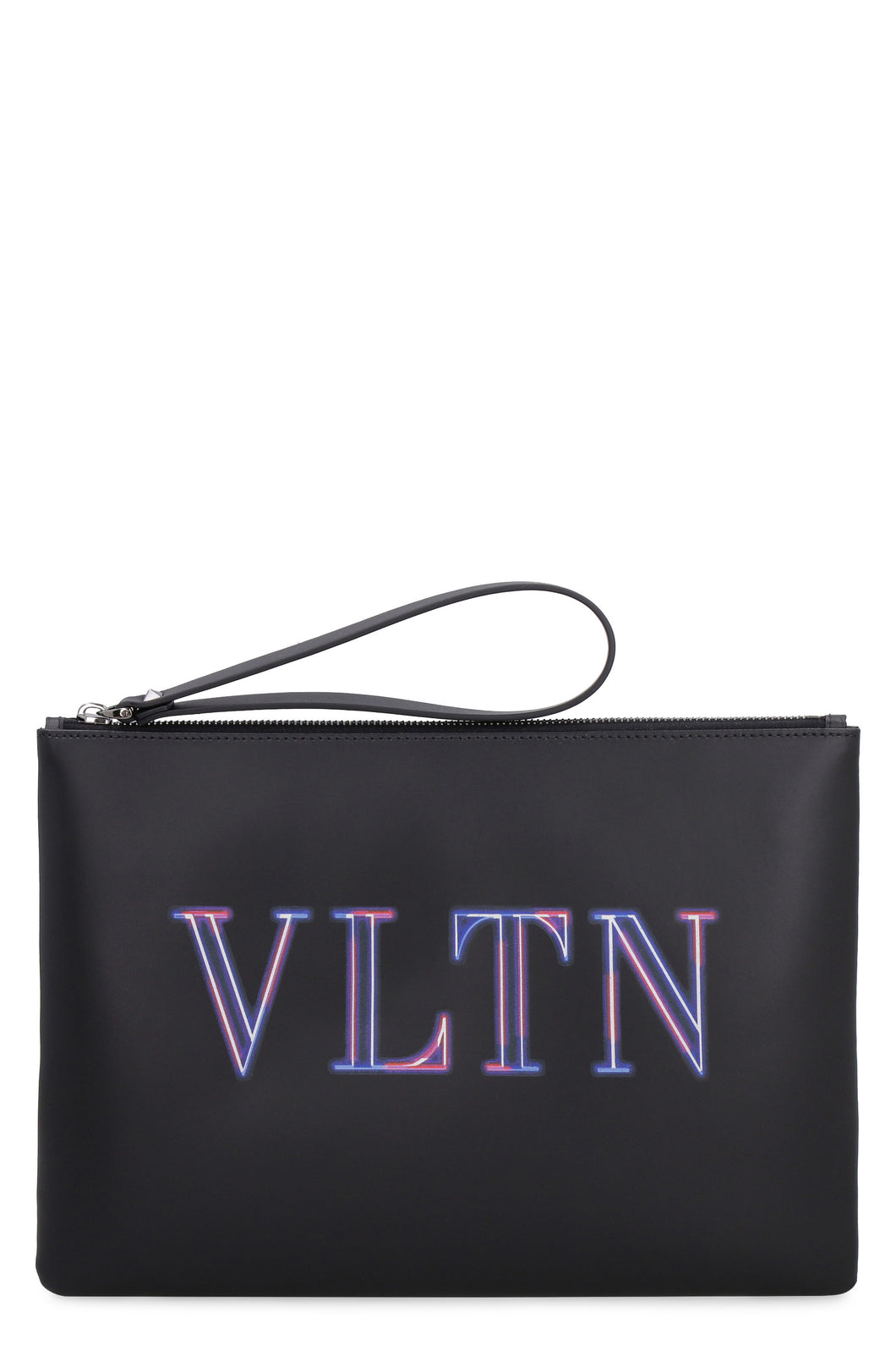 Valentino Garavani - Logo detail flat leather pouch